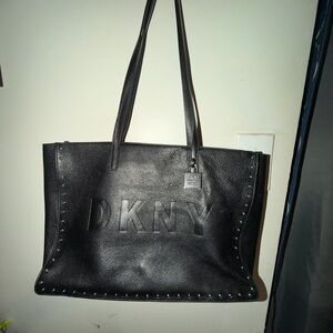 DKNY Studded Black Leather Tote